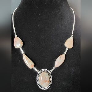 Natural Sunstone Silver Necklace